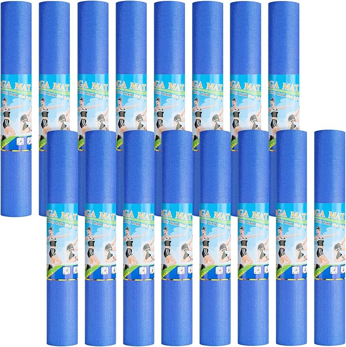 24 Pack 3 mm Thick Yoga Mat Bulk, Non Slip Exercise Workout Fitness Pad for Women Men, Gym Home Yoga Pilates, Easy to Clean, Sturdy PVC