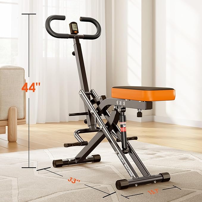 SogesHome Squat Machines Rowing Machine for Home, Foldable & Full Body Exercise Workout Equipment with Adjustable Resistance Bands for Women, Row and Ride Squat Machine for Glutes and Abs, 330 LBS