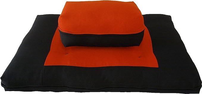 D&D Futon Furniture Zabuton Zafu Set, Yoga, Meditation Seat Cushions, Kneeling, Sitting, Supporting Exercise Pratice Zabuton & Zafu Cushions. (Orange)