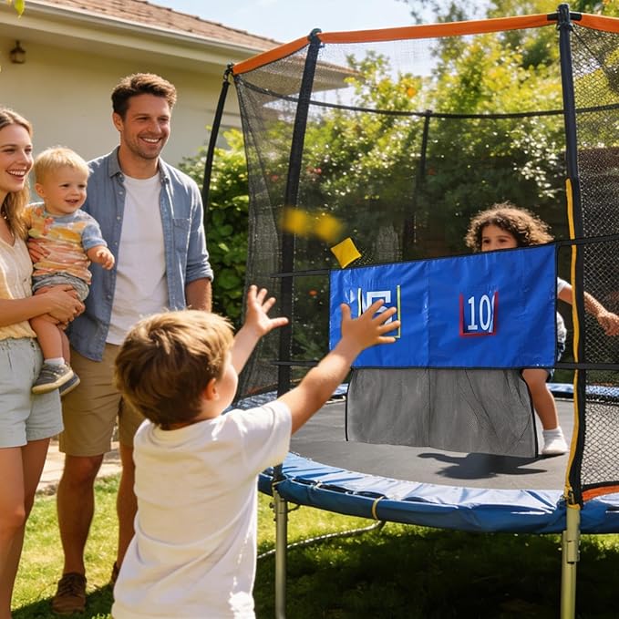 Throwing Net for Sandbag - Interactive Trampoline Tossing Games - Trampoline Throw Target | for Kid Boys Girls Children Garden Yard Backyard Grass Lawn Park