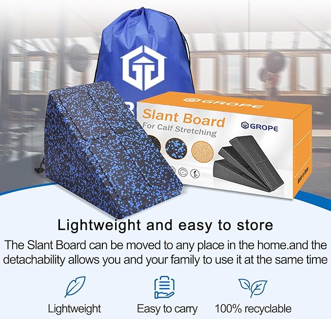 Slant Board Squat Wedge for Calf Stretching，3 Pcs 12" x 6.3" Foot Stretcher Balance Board for Plantar Fasciitis, Adjustable Foam Slant Board Wedge Great for Exercises