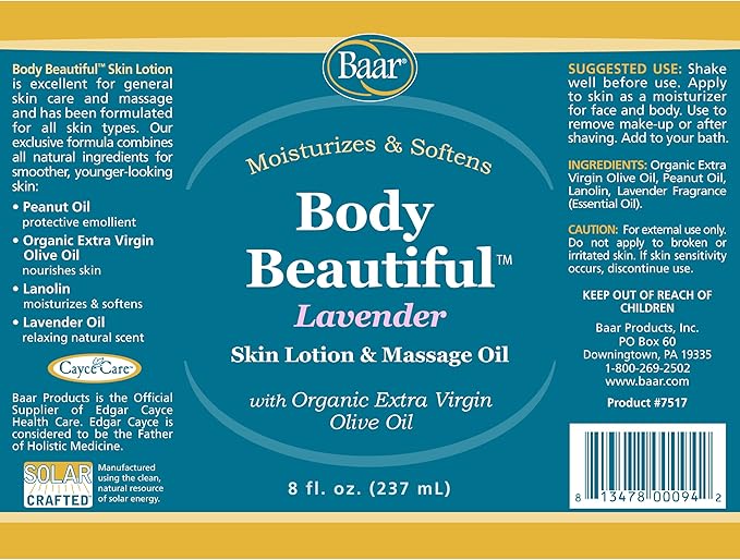 Body Beautiful Lavender Skin Lotion and Massage Oil, 8 Ounces