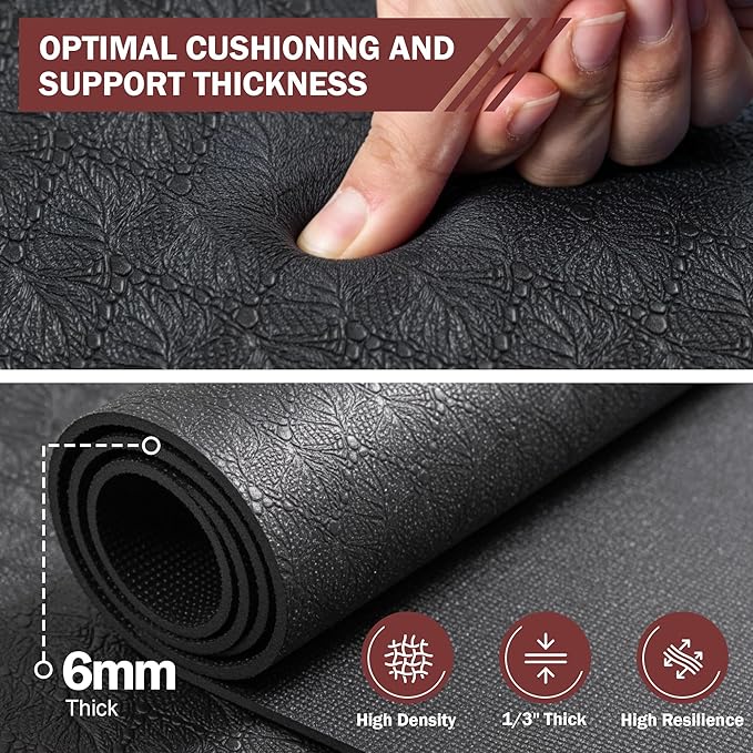 Extra Large Exercise Mat, 6'x4'/7'x5' /8'x5' (6mm) Thick Workout Mat for Home Gym & Garage Flooring, Shoe-Friendly, Non-Slip, Ultra Durable, Thick Large Workout Mats for Home Workouts