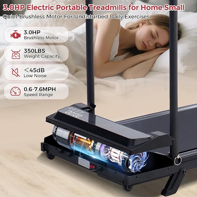 MCRG Walking Pad Treadmill with Incline, 2026 Upgrade Portable Walking pad Treadmill with Handle Bar, 0.6-7.6MPH Small Treadmills Walking Pad for Home Small, 3.5HP, 350LBS