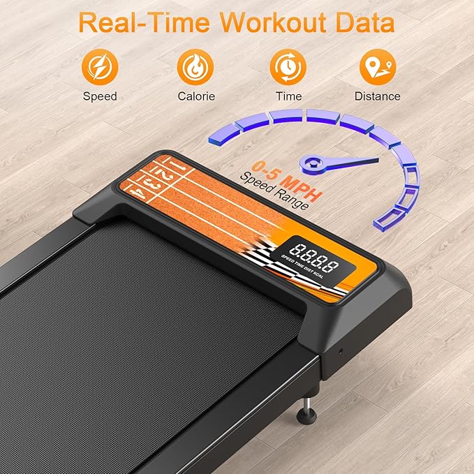 Treadmills for Home Small with 0%-8% Incline and APP Sync, Compact Under Desk Walking Treadmill Pad with Handle Bar Removable, Remote Control and LED Display, 2.5HP