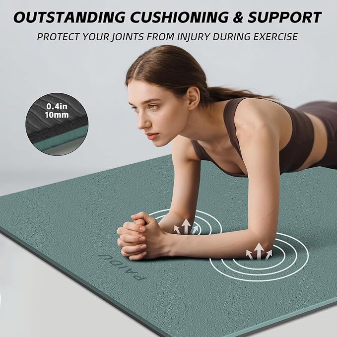 Extra Long Wide Yoga Mat 76"x33"x2/5 Inch - Non Slip Thick Exercise Mat for Home Gym, Yoga, Pilates & Workouts