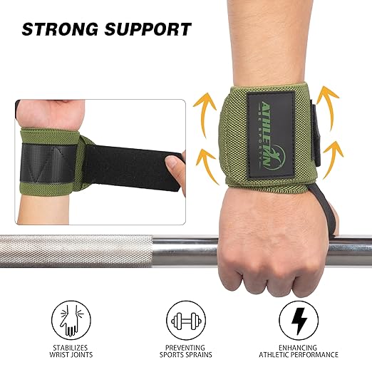 Professional Wrist Wraps, Heavy-Duty Support with Thumb Loop 18 Inch Pair for Powerlifting, Bodybuilding, Cross Training - Mesh carry pouch included (Black)