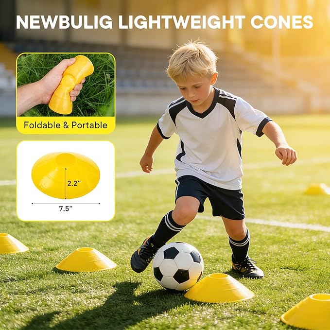 NEWBULIG Agility Ladder Speed Training Equipment, Football Practice Set with 20ft Ladder, 12 Cones, 4 Adjustable Hurdles, Jump Rope, Resistance Parachute for Soccer, Basketball, Youth, Adults