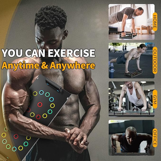 Multi-Functional Push-Up Plate. Portable and Foldable Push-up Board with Handle for Muscle Building and Strength Training