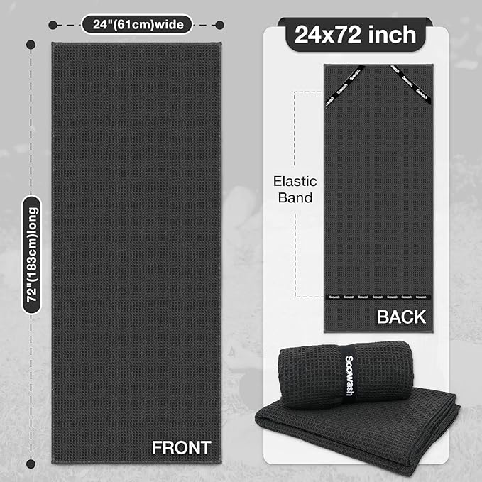 Hot Yoga Towel 2 Pack Yoga Mat Towels Microfiber Yoga Towels for Hot Yoga Non Slip Absorbent Anti-Slip Cover Hot Pilates Exercise Fitness 24 inch X 72 inch Black