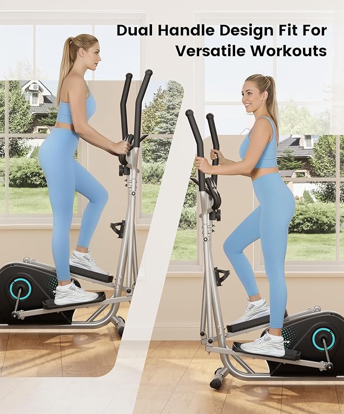THERUN Elliptical Exercise Machine, Ultra-Quiet Elliptical Machine for Home, 6KG Flywheel Elliptical Trainer, 16 Resistance Levels Elliptical Training Machines w/Pulse Sensor, LCD Monitor