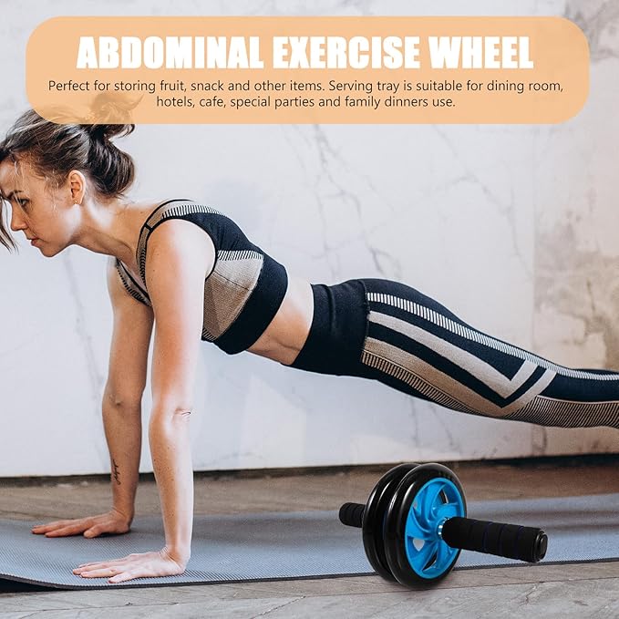 Abdominal Training Roller Exercise Wheel for Home Fitness, Two-wheel Ab Roller with Non-slip Handles, Core and Belly Workout Equipment for Strength and Stability Random Style