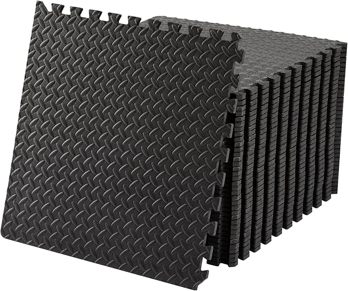 OLIXIS Interlocking Foam Floor Tiles, 1/2 Inch Thick Non-Slip Gym Flooring Mats for Home Gym, Garage Floor Mats Protective Workout Room Tiles for Weight Lifting & Cardio, 36 Pcs