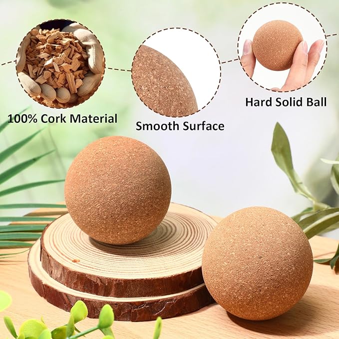 50 Pcs Cork Massage Ball Solid Hard Myofascial Release Yoga Ball for Back Foot Neck Pain Therapy Portable Tissue Muscle Release Tool for Home Office Travel (2 Inch)