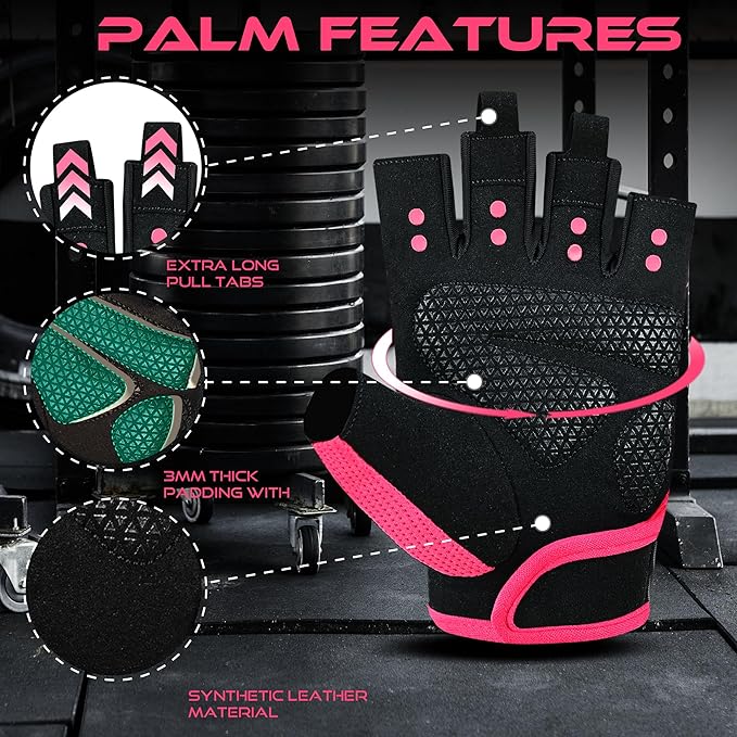 BEAST RAGE Workout Gloves for Men & Women - Fingerless Gym Gloves with Palm Protection, Breathable & Lightweight for Weightlifting, Cycling & Pull Up