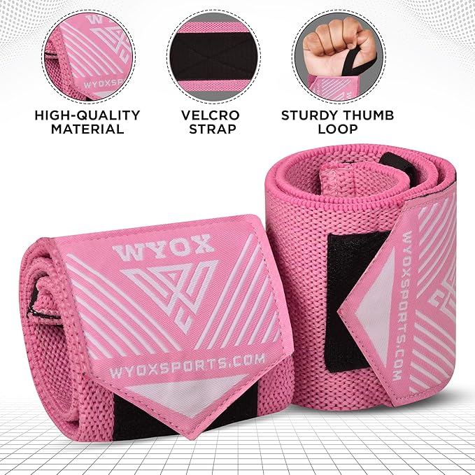 WYOX Wrist Wraps For Weight Lifting With Thumb Loop & power lifting Wrist Straps For Bench Press and Pushups Training Support and Protection Wrist Support for bodybuilding