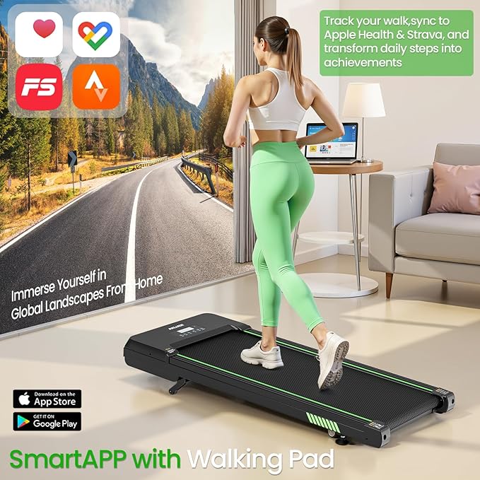 Akluer Walking Pad with 12% Auto Incline, Under Desk Treadmills for Home and Office, 2.5HP Quiet Portable Walking Pad with Smart App Scenic Routes & Bluetooth Speaker for Home Hiking