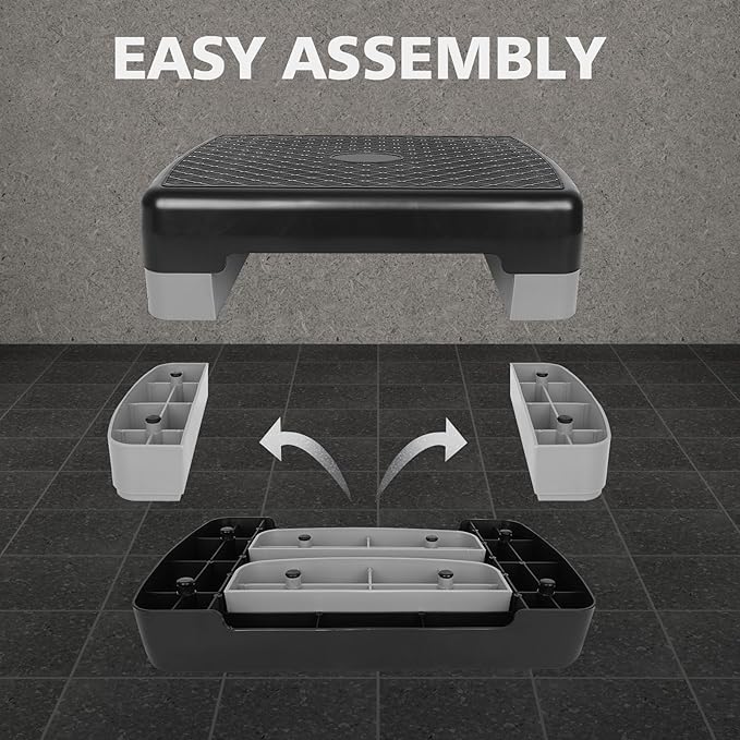 28.5'' Exercise Aerobic Step Platform, 4-6-8inAdjustable Fitness Stepper Workout with 4 Stackable Risers, Aerobics Stepper Workout Stepper for Home Gym Cardio Strength & Training (Red & Gray)