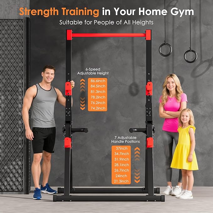 SogesPower Power Tower Pull Up Bar Station, Foldable Pull Up Dip Station Free Standing for Home Gym,Adjustable Pull Up Bar Stand Dip Bar Strength Training Workout Equipment,Triangular Design