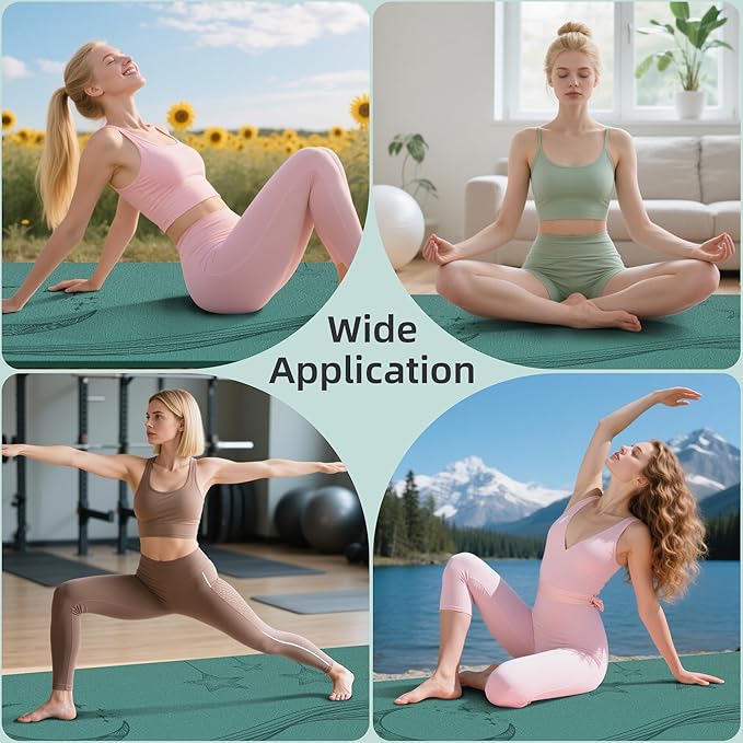 Large Yoga Mat, 72"x40"x0.4"Thick, Extra Wide Exercise Mat, Oversized Non Slip Workout Mat with Strap for Yoga, Pilates, Fitness, Home Gym Studio