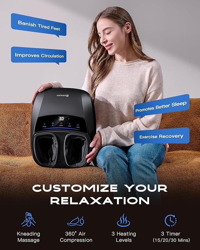 KINGJOY Foot Massager with Heat - Professional Shiatsu Deep Kneading for Neuropathy & Plantar Fasciitis Relief | 2026 Upgraded Model