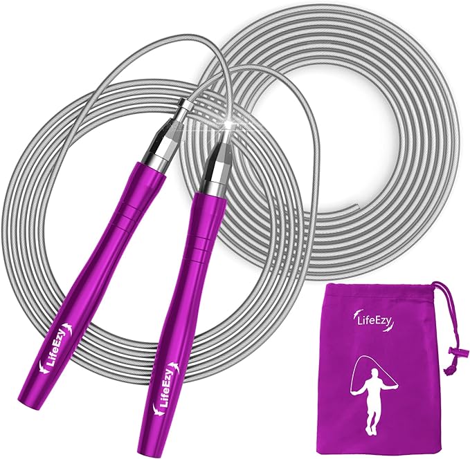Jump Rope, High Speed Weighted Jump Rope - Premium Quality Tangle-Free - Self-Locking Screw-Free Design - Jump Ropes for Fitness - Skipping Rope for Workout Fitness, Crossfit & Home Exercises