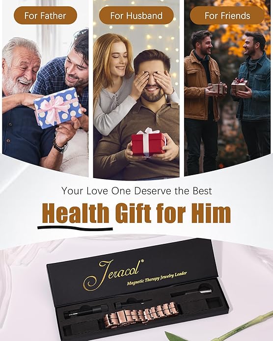 3X Strength Magnetic Copper Bracelet for Men - 99.9% Pure Copper Bracelet & Ring Set - Premium Fold-Over Clasp and Adjustable Length Sizing Tool & Jewelry Box