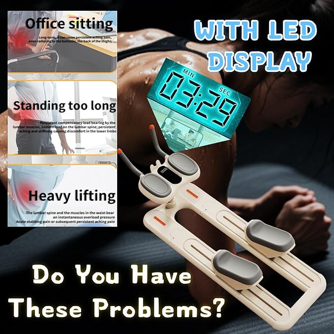 Crawling Training Machine Spine Twist & Stretch Trainer Effective Waist & Spine Workout, 3 Adjustable Height LED Counter 230kg Capacity,Detachable,for Full-Body Workout