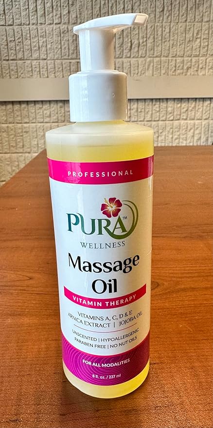 Vitamin Therapy 8 Fl oz Massage Oil, Vitamin E, Professional, Massage Therapy, Deep Tissue, Unscented, Hypoallergenic, Natural Ingredients, Skin Hydrating, Moisturizing, Muscle Relief