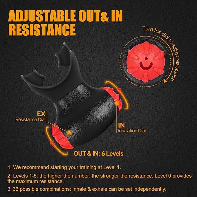 Sonmol Breathing Exercise Device for Lungs with 5 Resistance Levels & 2 Detachable Mouthpieces | Lung Trainer for Natural Respiratory Therapy | Lung Exerciser Device & Breathing Exercise Device Peak