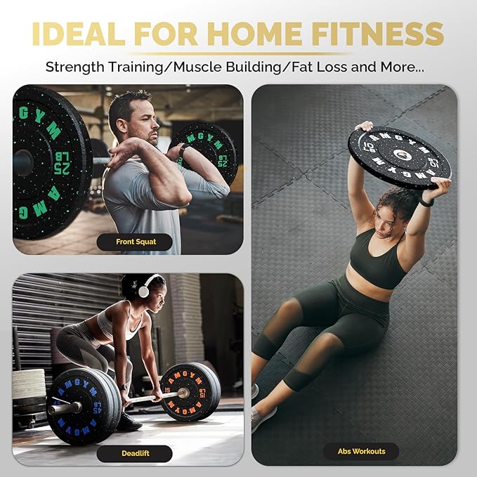 Weight Plate Tree Rack & Weight Set, Strength Training Plate Storage Stand and Barbell Holders for Home Gym, 1100 lb Weight Capacity, Fits Both 1" and 2" Bumper Plates