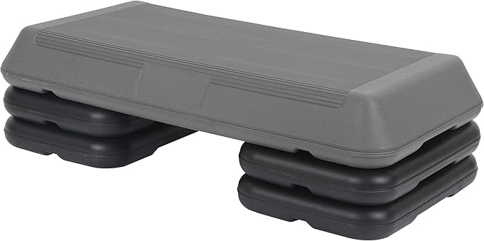 JungleA 28.5'' Exercise Step Platform Aerobic Stepper Workout Step Up Box for Home Gym, Circuit Size Steppers Bench, 4 Stackable Risers, 3 Levels 4"-6"-8" Height Adjustable Fitness Stair