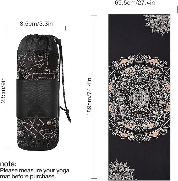 MoKo Hot Yoga Towel, Non-Slip Yoga Mat Towel with Grip Dots, 74.4"×27.3" Yoga Mat Cover for Pilates, Fitness, Meditation, Swimming Pool, Beach, Travel Yoga Mat with Corner Pockets
