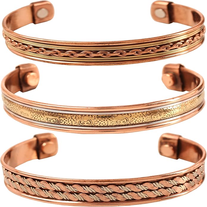 Copper Bracelet Tibetan Style. Hand Forged with Solid and High Gauge Copper Jewelry Cuff for Women Men. Combo of Different Designs