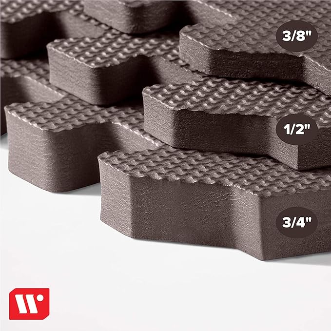 We Sell Mats 3/8" Thick Multipurpose EVA Foam Exercise Floor Mat, Interlocking Tiles, Anti-Fatigue for Home or Gym