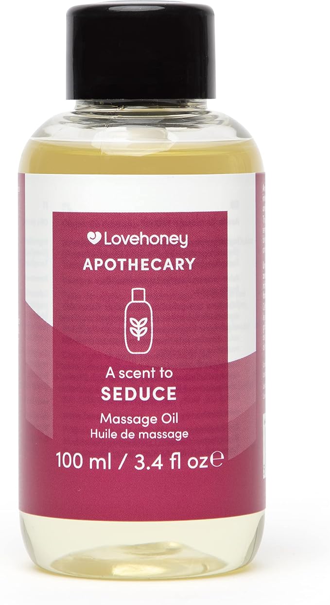 Lovehoney Apothecary Seduce Massage Oil 100ml - Sensual Massage Gel for Couples - Relaxing Body Massage Oil with Vanilla, Jasmine & Amber Notes - Vegan Friendly