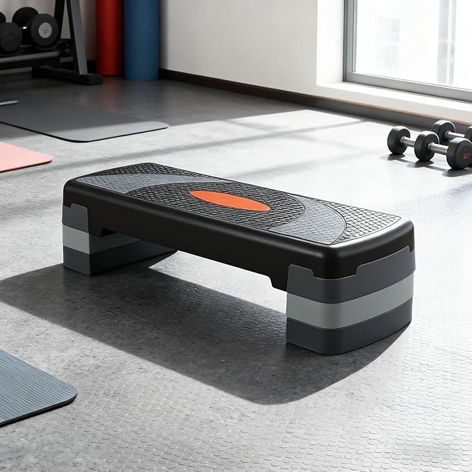 Aerobic Step Platform Exercise Step with 3 levels Adjustable Height Non-Slip Exercise Stepper for Cardio, Strength, and Fitness Workouts at Home or Gym