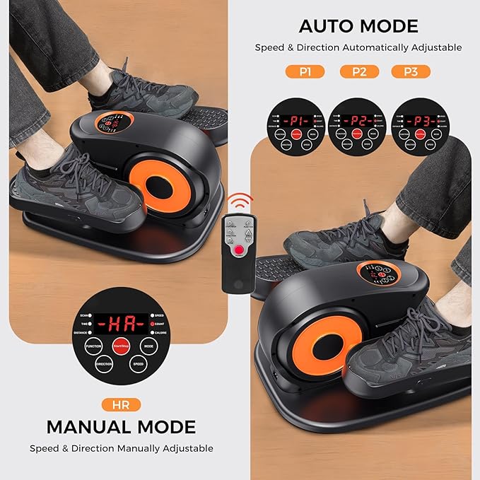 Under Desk Elliptical Machine, 2-in-1 Electric Leg Exerciser for Seniors, Quiet & Compact Pedal Exerciser with Remote, 12 Speed Elliptical Exercise Machine for Home Office