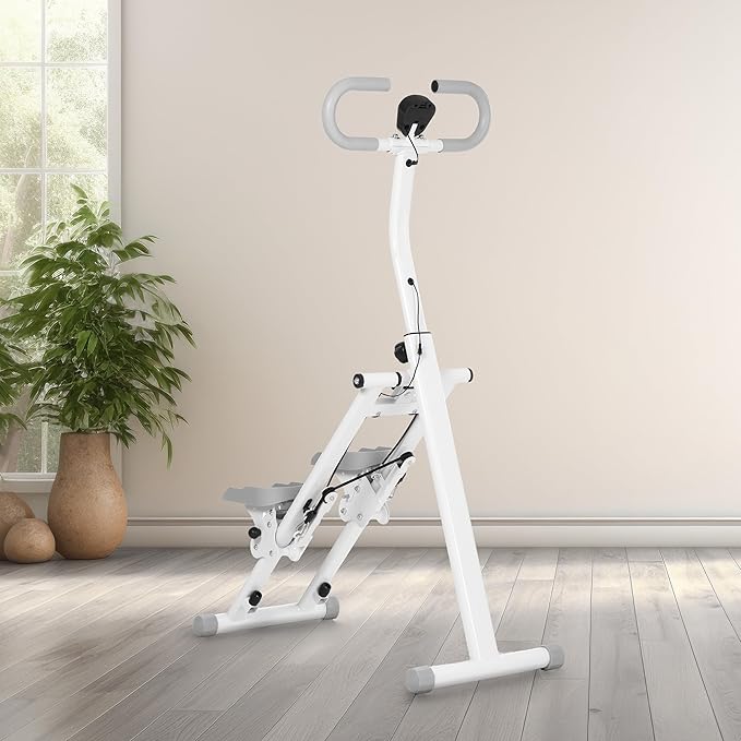 Stair Stepper for Home Gym - Vertical Stair Climber Workout Machine with Adjustable Handlebar - Full-Body Cardio Equipment - Compact Folding Aerobic Steppers for Exercise at Home by RAD Sportz (White)