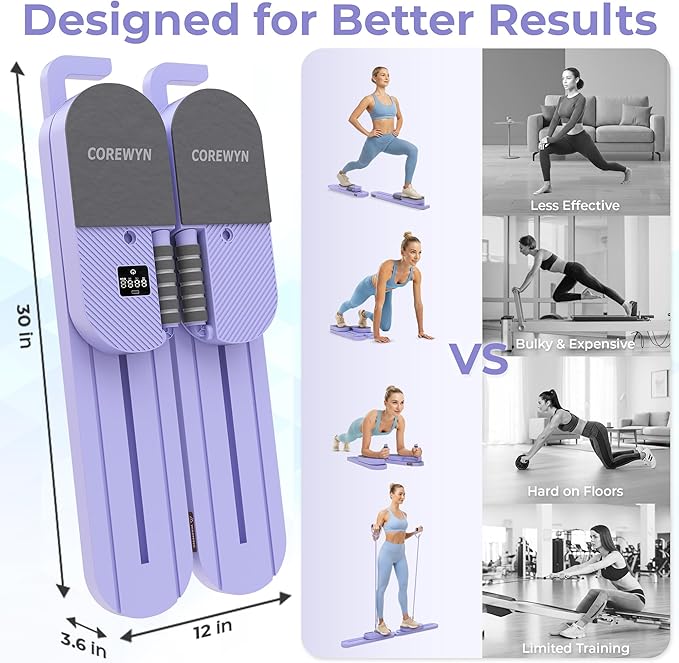 Portable Pilates Reformer Board for Home Workouts – Smooth, Full-Body Pilates Training with Resistance Bands, Door Anchors & Workout Guide