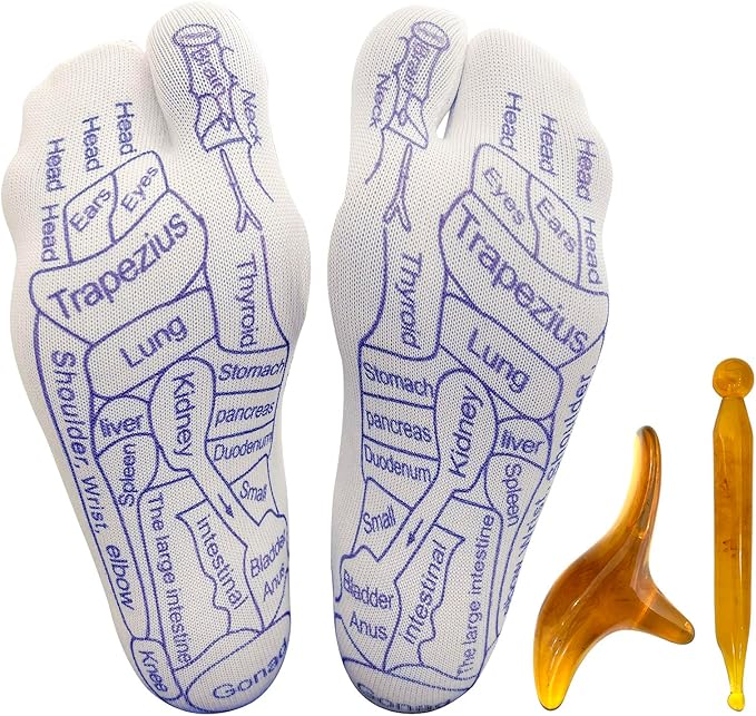 Acupressure Reflexology Socks Physiotherapy Massage Relieve Tired Feet Reflexology Socks with Massage Tools for Women and Men (Men)