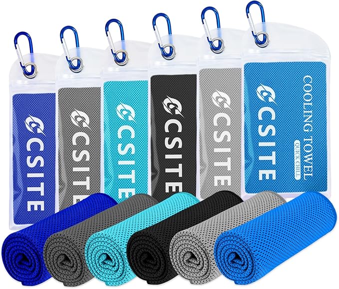 6 Pack Cooling Towels (47"x12") for Neck and Face, Ice Towel for Hot Weather, Soft Breathable Chilly Gym Towels, Microfiber Towel for Work Out, Yoga, Running, Camping & More Activities