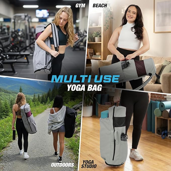 MAGNILAY Yoga Mat Bag - for Women and Men, Yoga Mat Carrier, Fits Mats Blocks and Accessories for Workouts, (32”L)
