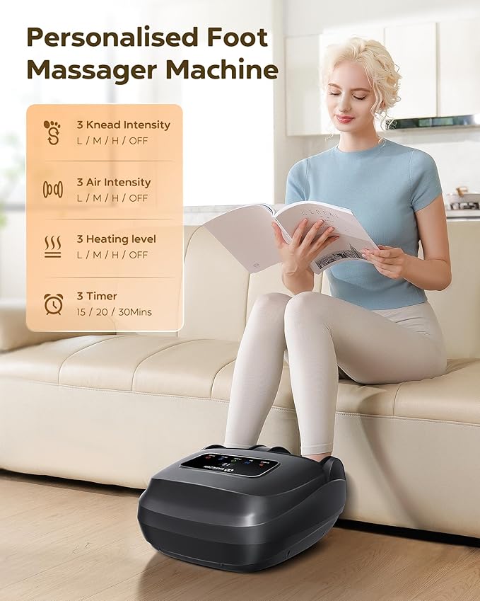 Foot Massager Machine with Heat, Shiatsu Foot Massager with Remote, 2026 Upgraded Deep Kneading, for Plantar Fasciitis, Neuropathy, Birthday Gifts for Women Mom Men Dad, Up to Foot Size 14