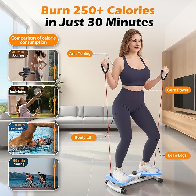 Twister, Adjustable Twisting Board for Women and Men, Home Gym Equipment Noiseless Twister, 330 lbs Load Capacity | Digital Display Tracks Time, Reps and Calories (Blue,Pink,Purple)
