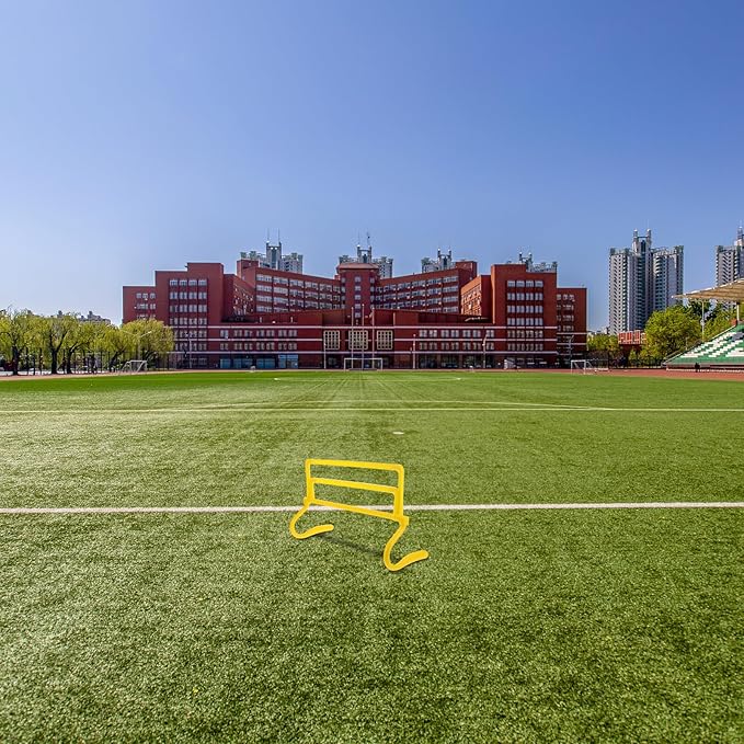 Happyyami Adjustable Height Soccer Agility Training Hurdles, Foldable Yellow Durable Speed Hurdles with Detachable Frame for Football and Athlete Footwork Drills