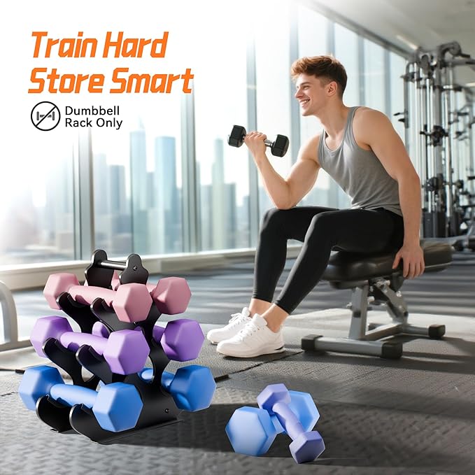 4 Tier Dumbbell Rack, Weight Rack For Home Gym, Dumbbell Stand for Free Weights