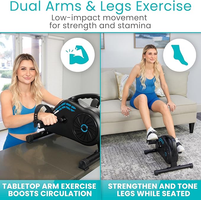 Vive Under Desk Bike Pedal Exerciser - Stationary Exercise Leg Peddler - Low Impact, Portable Mini Cycle Bike for Under Your Office Desk - For Arm or Foot - Small, Sit-Down Recumbent Equipment Machine
