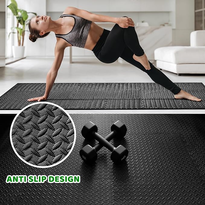 3x6 Feet Interlocking Foam Floor Mats (18-Pack) - 0.4"（10mm Thick Gym Mats for Home Workouts, Exercise & Play - Puzzle Tiles for Home Gym, Yoga, Kids Area.
