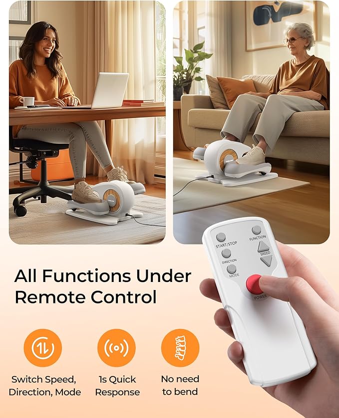 YOSUDA Under Desk Elliptical Electric, Elliptical Machine for Seniors,Fully Assembled Seated Pedal Exerciser with Remote Control with Free Footstraps & 10 Adjustable Speeds